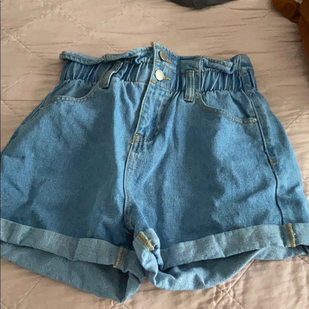Paper Bag denim shorts